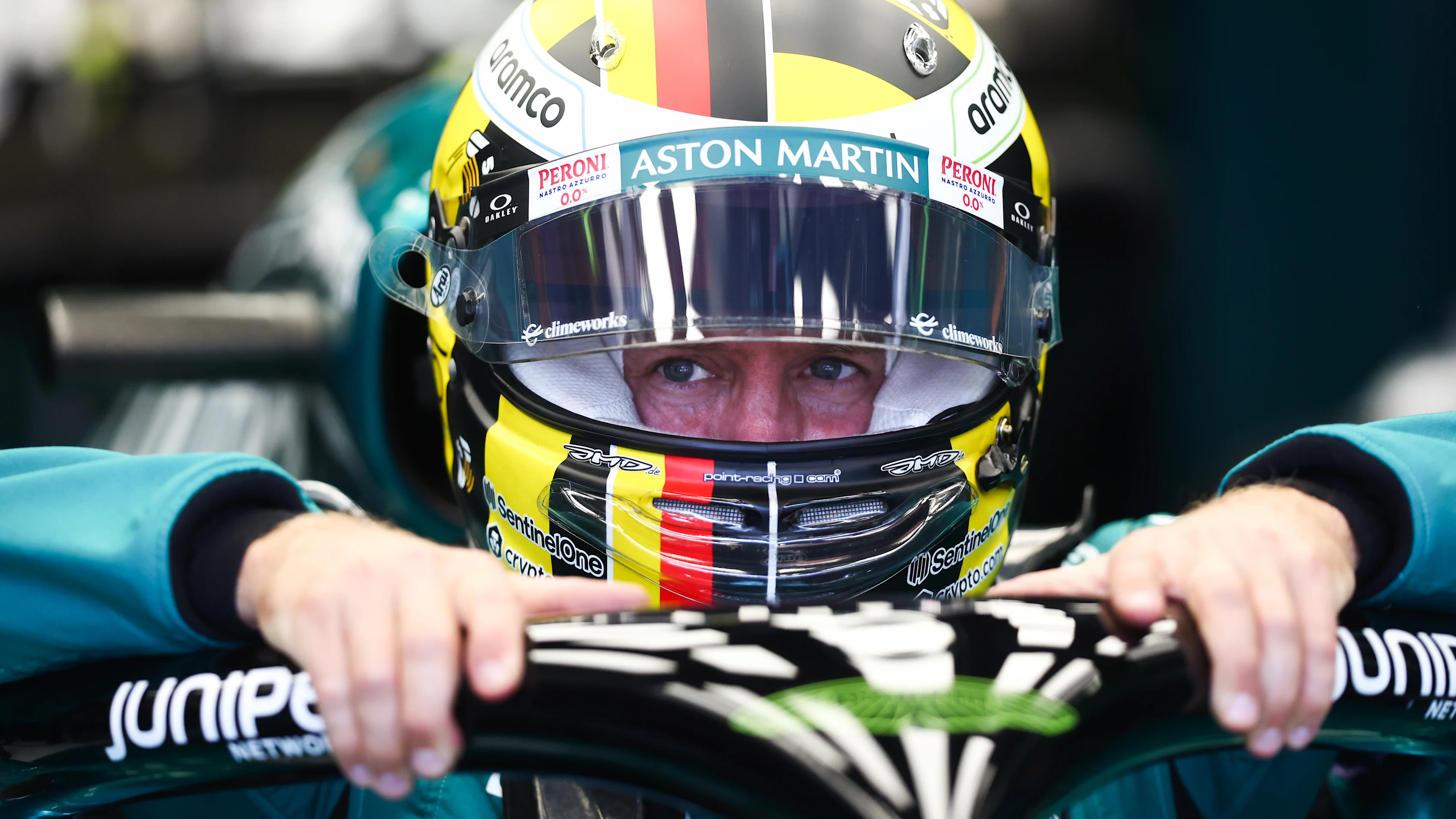 SPIELBERG, AUSTRIA - JULY 09: Sebastian Vettel of Germany and Aston Martin F1 Team prepares to